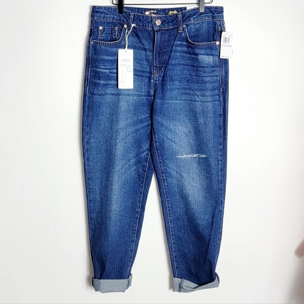 NWT Seven7 100% Cotton Roll Cuff Hem Marylin Boyfriend Women's Jean Size 6